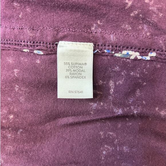 J. Jill Women's 3/4 Sleeve Luxe Supima A-Line Tunic, Deep Wine Floral, size L - Picture 7 of 10